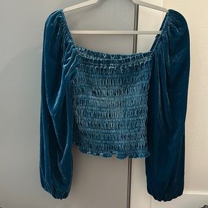 Blue velvet blouse